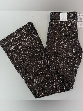 Zara Chocolate Sequin Flare Fit Pants